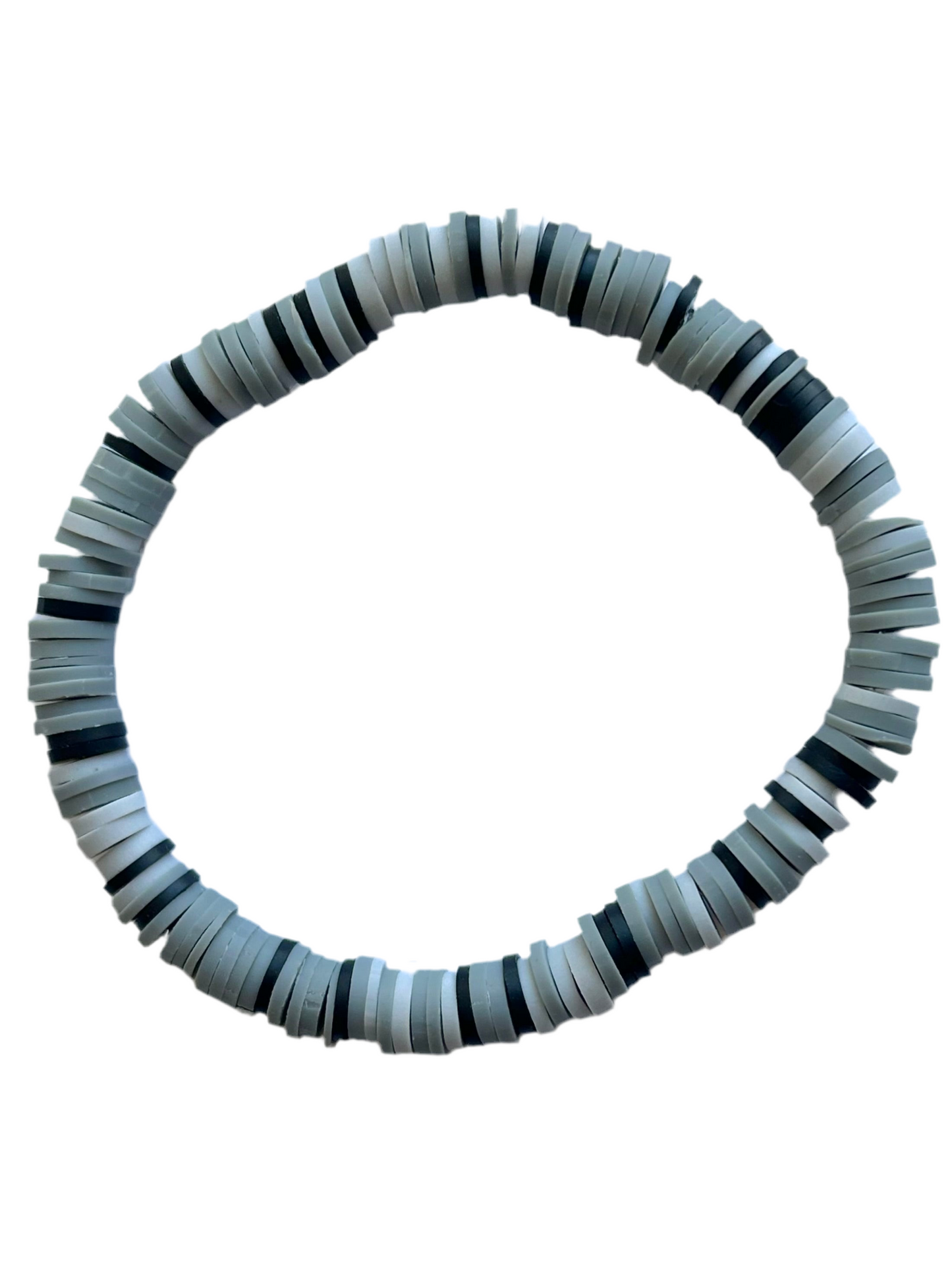 Grey Scale Clay Beaded Bracelet