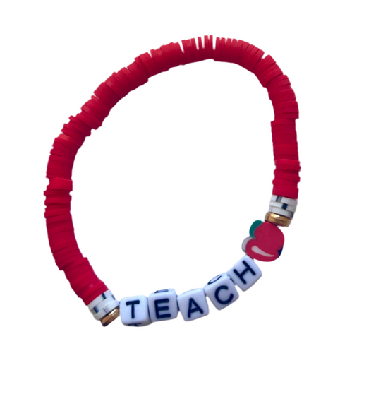 Teach Clay Beaded Bracelet Apple